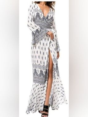 Long Sleeve Maxi Wrap Dress